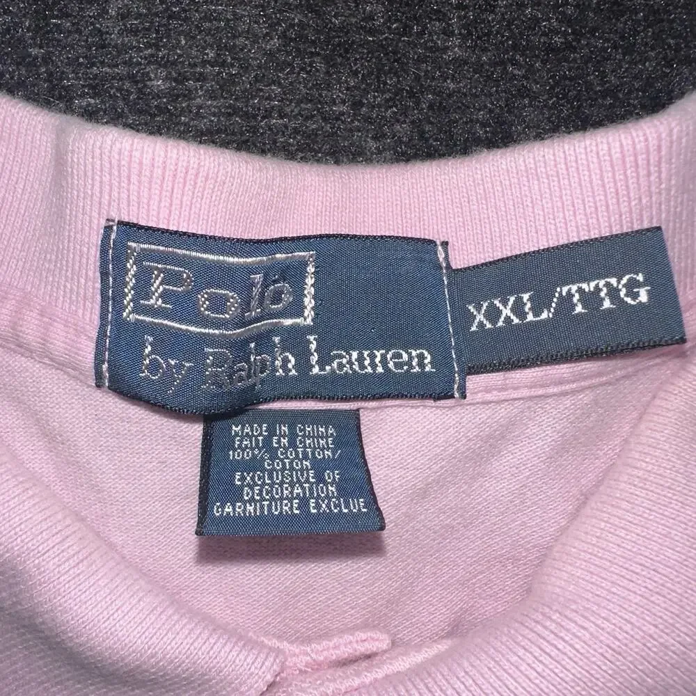 Polo Ralph Lauren Shirt Mens XXL 2XL Light Pastel Baby Pink Blue Pony Pique SS